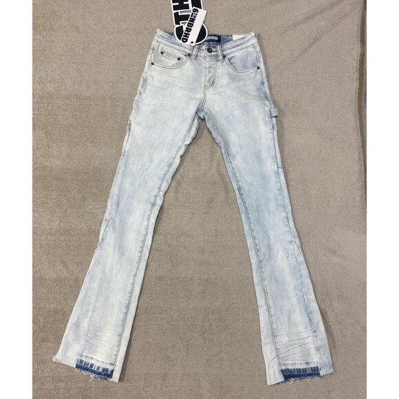 6th NBRHD NEW Mens 28 Stacked Jeans New Fields Light Wash Distressed Stretch - Picture 3 of 16